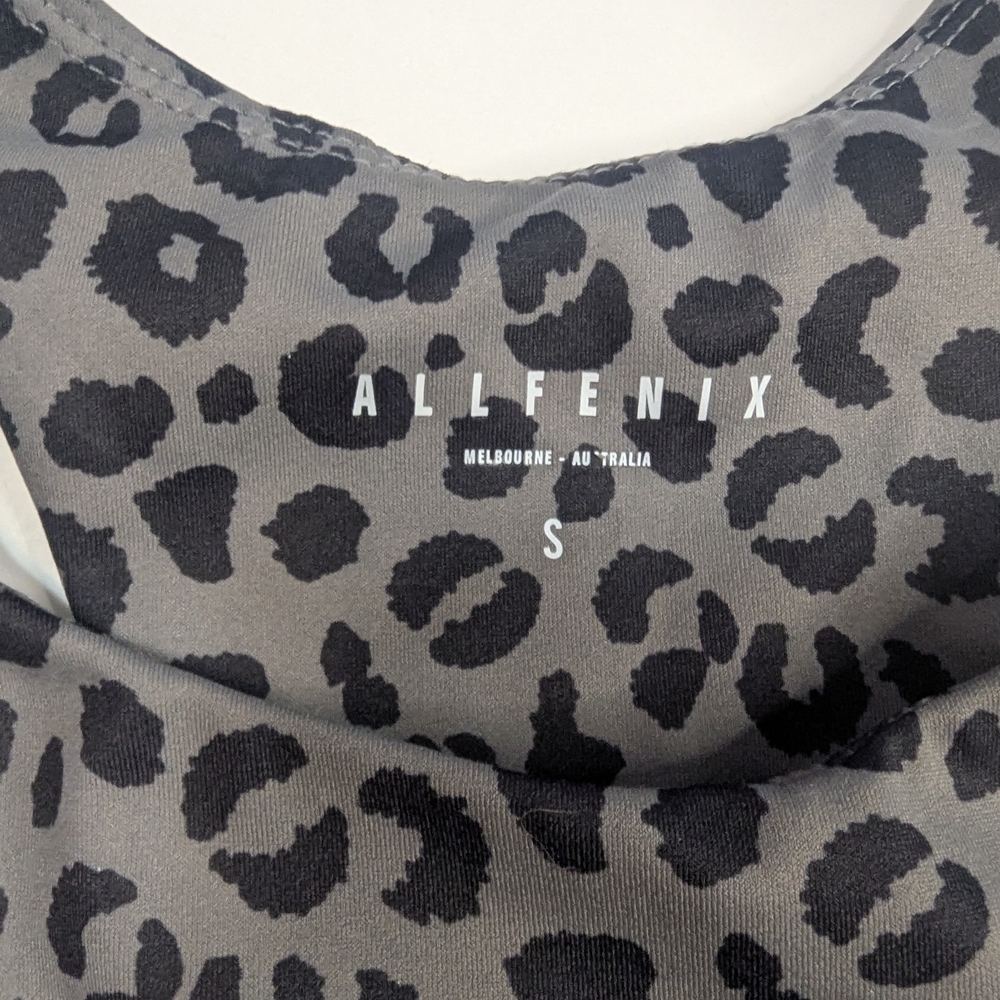 AllFenix Sports Bra Womens Small Taupe Black Leopard Racerback Pullover Bralette - Picture 3 of 6